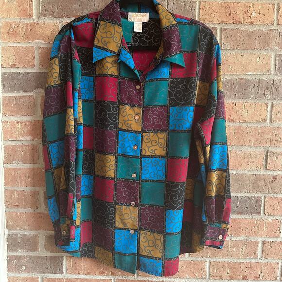 Jordan Women's Multicolor Colorblock Long Sleeve Button Down Shirts Size 18 - Picture 1 of 3